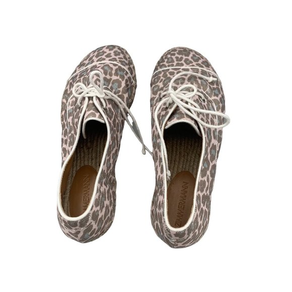 Zimmermann Leopard Print Fabric Lace-Up Espadrilles Size 8 - Picture 9 of 9
